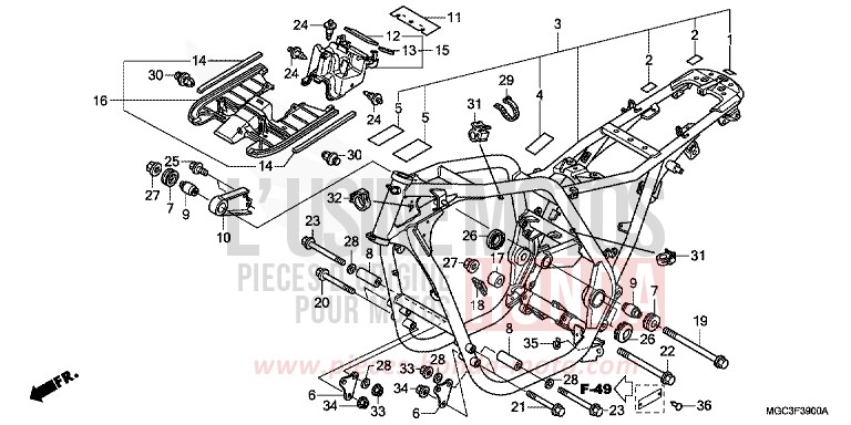 RAHMENKOERPER von CB1100 ABS PEARL MILKEY WHITE (NH162) von 2013